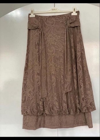 Bej Vintage Bohem Uzun Etek - Görsel 6