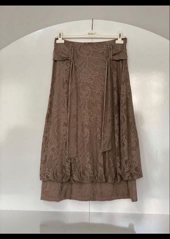 Bej Vintage Bohem Uzun Etek - Görsel 4