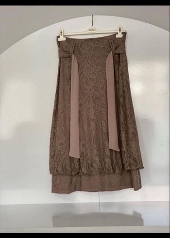 Bej Vintage Bohem Uzun Etek - Görsel 2