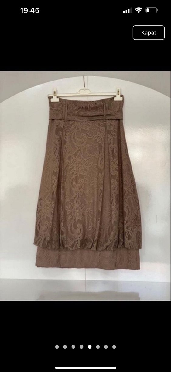 Bej Vintage Bohem Uzun Etek - Görsel 5