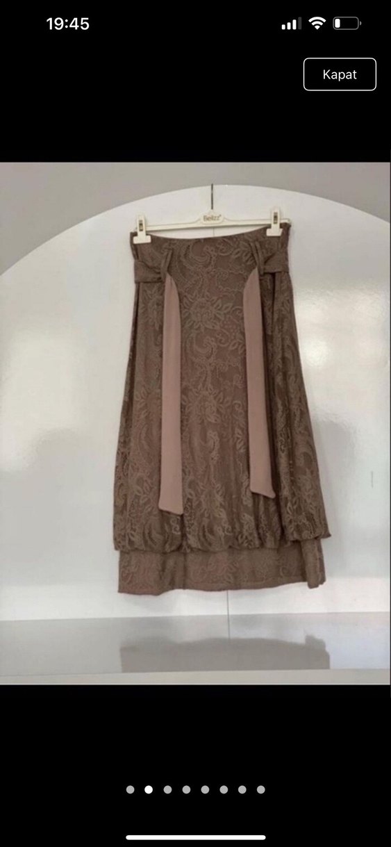 Bej Vintage Bohem Uzun Etek - Görsel 2