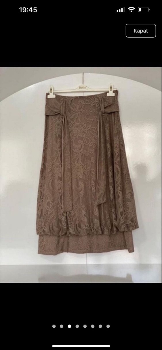 Bej Vintage Bohem Uzun Etek - Görsel 3