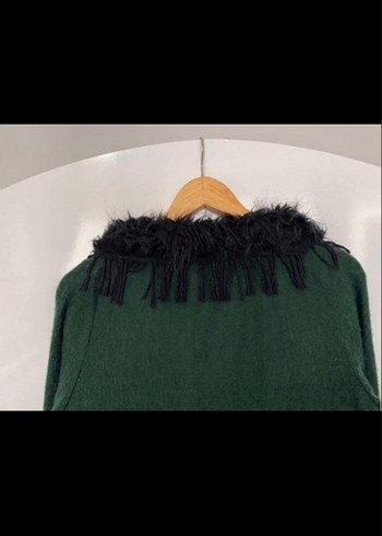 Kürk Detaylı Yeşil Kadın Uzun Kaban - Görsel 7