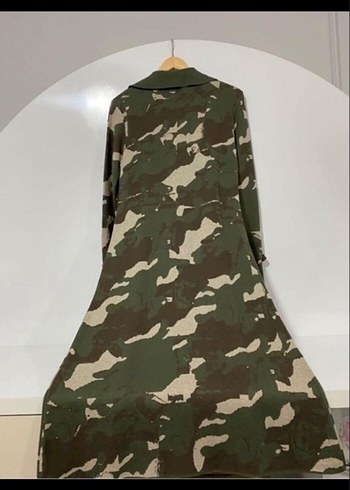 Kadın Kamuflaj Desenli Uzun Kaban - Görsel 3