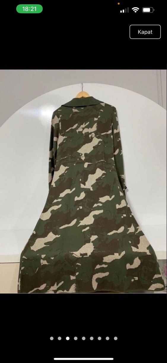 Kadın Kamuflaj Desenli Uzun Kaban - Görsel 3