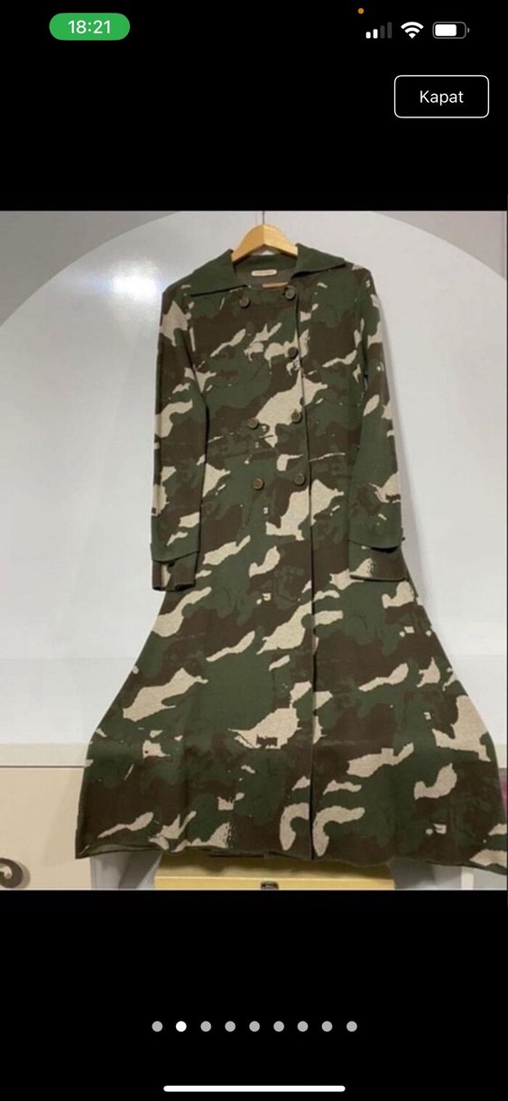 Kadın Kamuflaj Desenli Uzun Kaban - Görsel 2