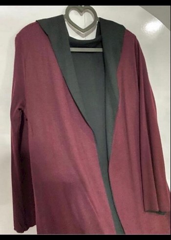 Bordo Uzun Kadın Kaban Siyah Yaka Detaylı - Görsel 7