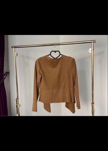 Kemerli Bej Süet Kadın Ceket - Görsel 3