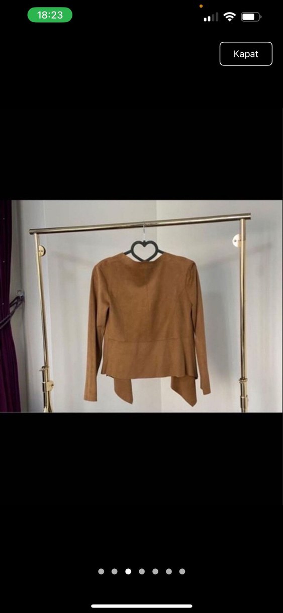 Kemerli Bej Süet Kadın Ceket - Görsel 3