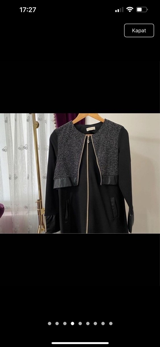 Kemerli Siyah Uzun Kadın trençkot - Görsel 5