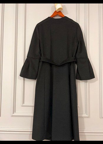 Kemerli gri kaşe Kaban, İspanyol Kol Detaylı - Görsel 4