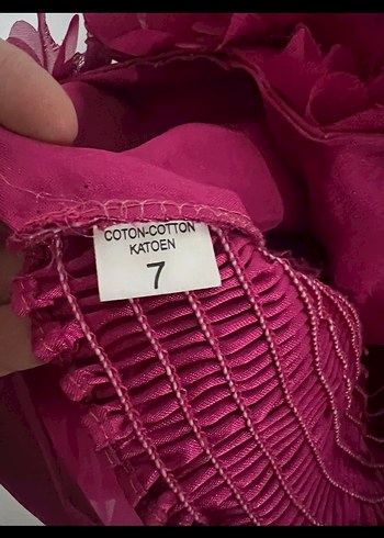 Karanlık Pembe Straplez Kız Elbisesi - Görsel 6