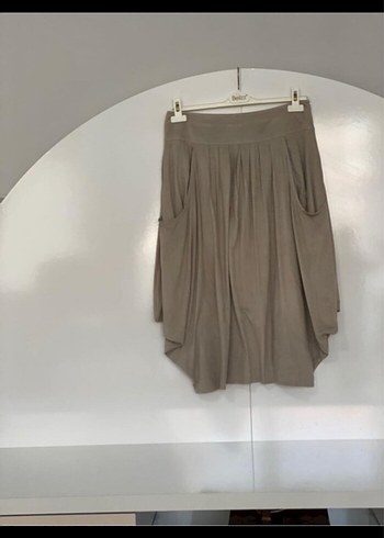 Bej Süet Mini Salaş Etek - Görsel 3