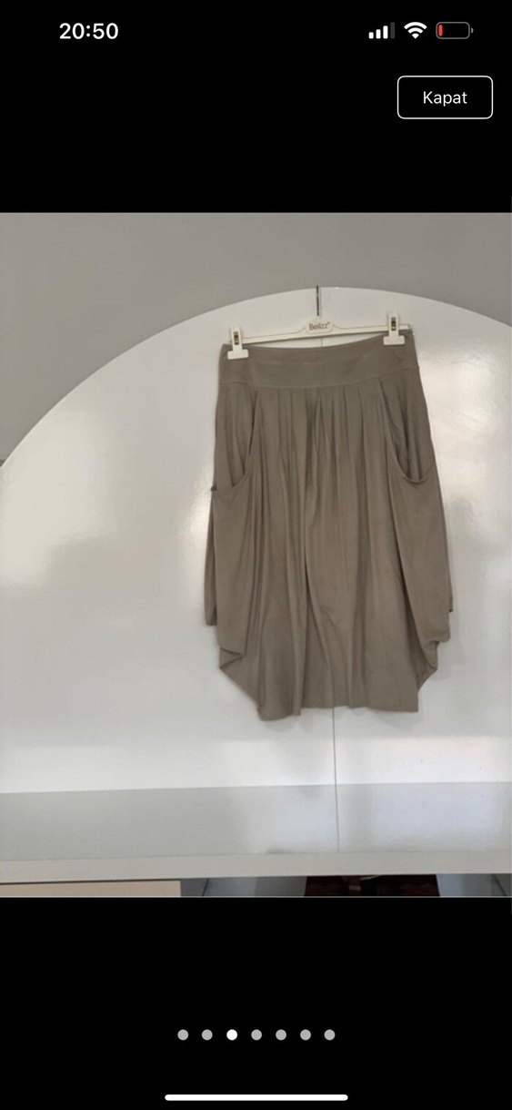 Bej Süet Mini Salaş Etek - Görsel 3