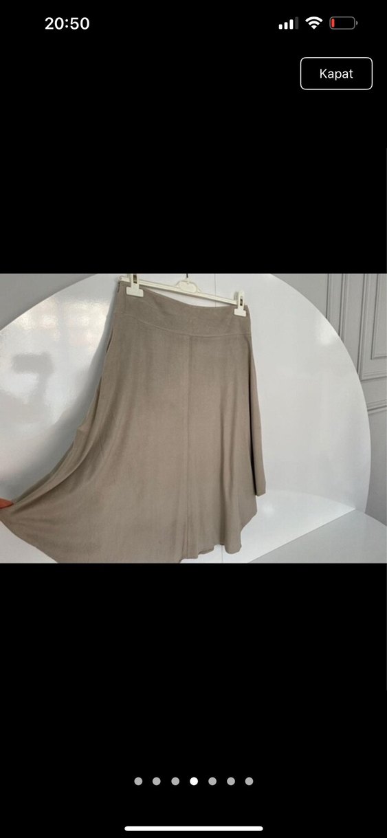 Bej Süet Mini Salaş Etek - Görsel 4