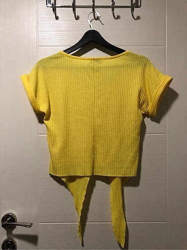m Beden sarı Renk Pamuklu Yazlık Crop