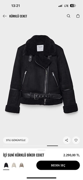 Stradivarius biker ceket L beden