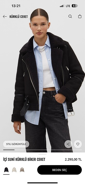 Stradivarius Stradivarius biker ceket L beden