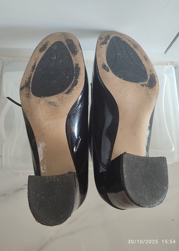 rugan siyah topuklu ayakkabı - Görsel 4