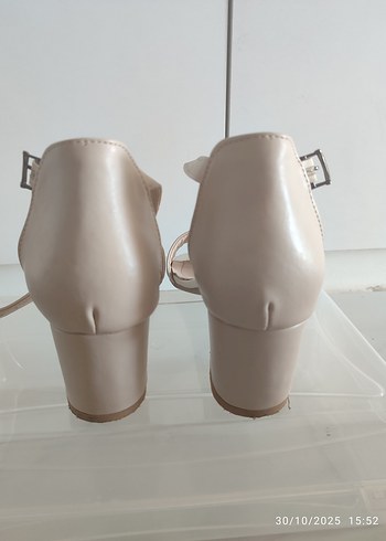 Bej Tokalı Kadın Topuklu Ayakkabı - Görsel 3