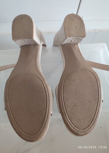 Bej Tokalı Kadın Topuklu Ayakkabı - Görsel 4