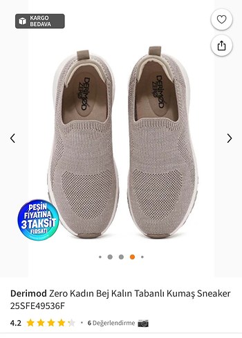 Derimod Zero Kadın Bej Kalın Tabanlı Sneaker