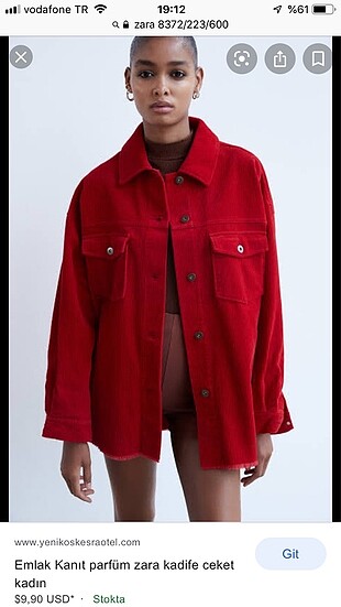 Zara kırmızı fitilli kadife ceket