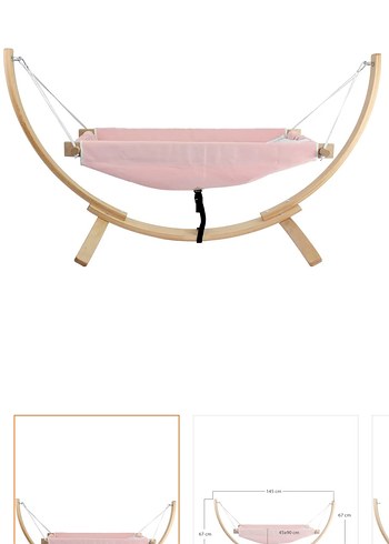 Ahşap Ayaklı Pastel Pembe Bebek Hamak