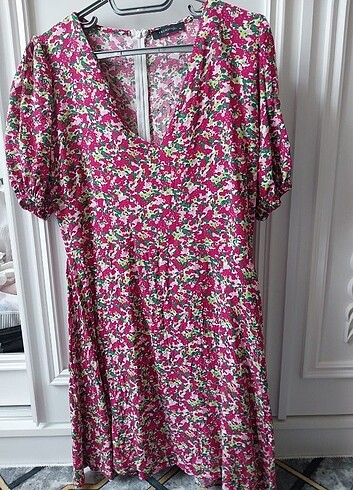 L beden çiçekli elbise - Görsel 4
