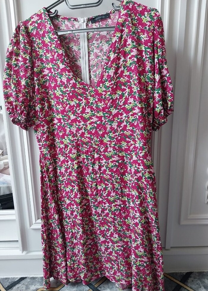 L beden çiçekli elbise - Görsel 4