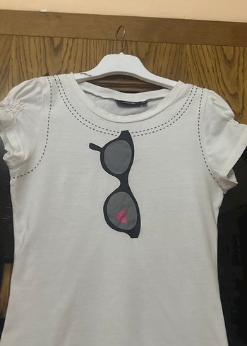 Kız Çocuk Beyaz Baskılı Kısa Kollu Tişört - Görsel 8