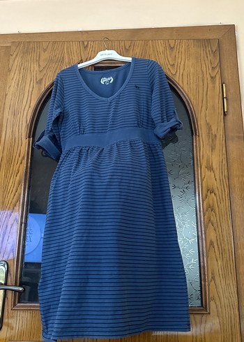 Mavi çizgili Hamile Elbisesi L - Görsel 7