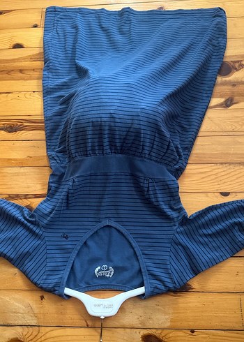 Mavi çizgili Hamile Elbisesi L - Görsel 12