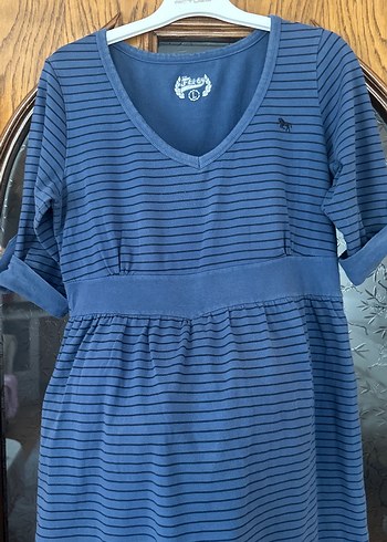 Mavi çizgili Hamile Elbisesi L - Görsel 3