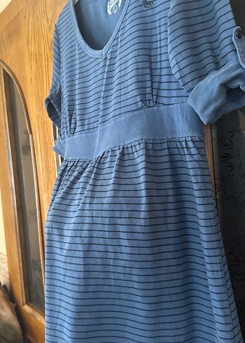 Mavi çizgili Hamile Elbisesi L - Görsel 4