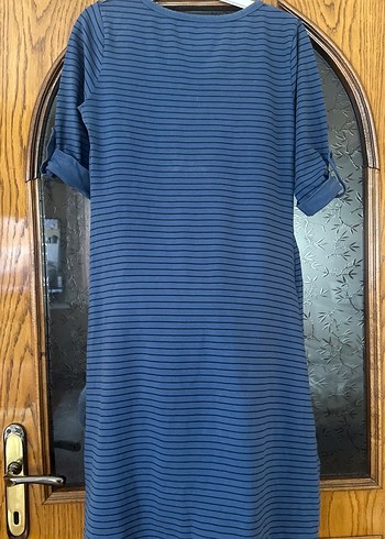 Mavi çizgili Hamile Elbisesi L - Görsel 8