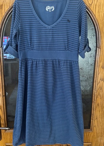 Mavi çizgili Hamile Elbisesi L - Görsel 14