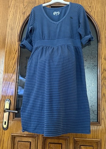 Mavi çizgili Hamile Elbisesi L - Görsel 2