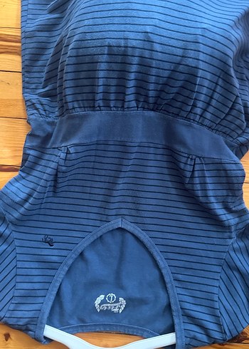 Mavi çizgili Hamile Elbisesi L - Görsel 13