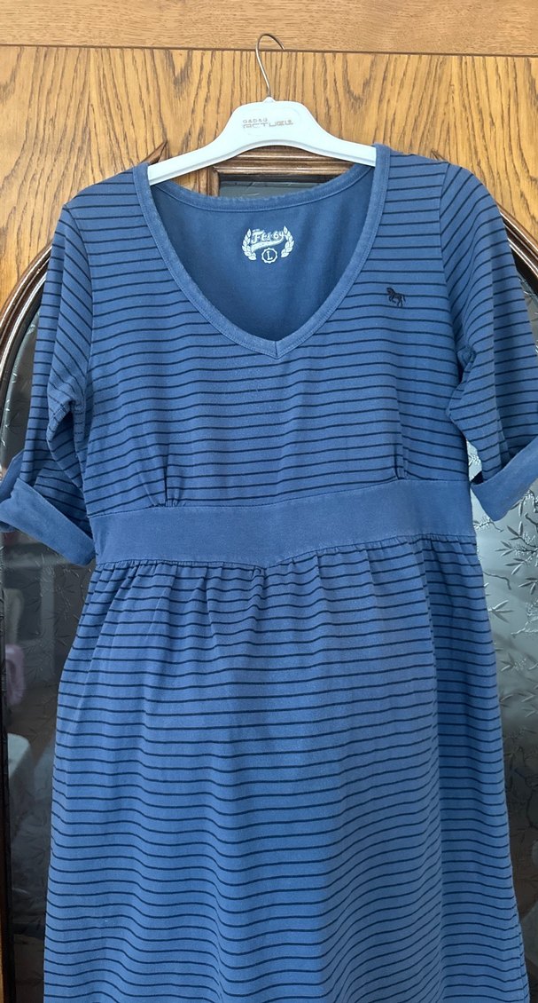 Mavi çizgili Hamile Elbisesi L - Görsel 3