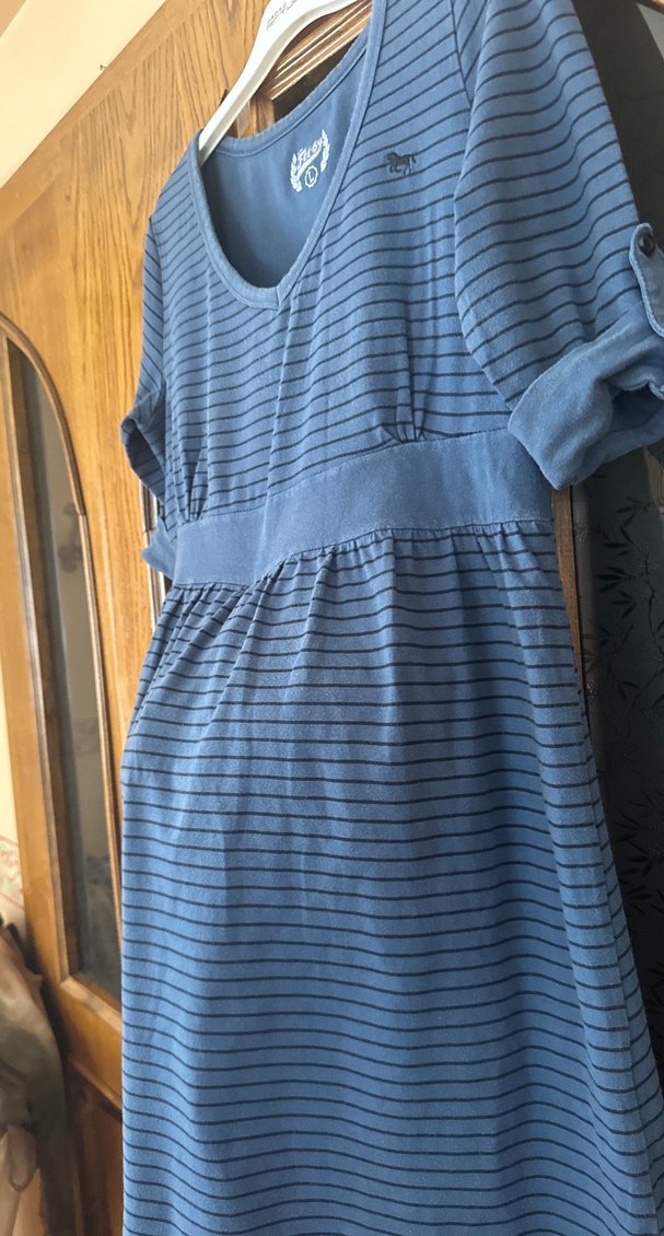 Mavi çizgili Hamile Elbisesi L - Görsel 4