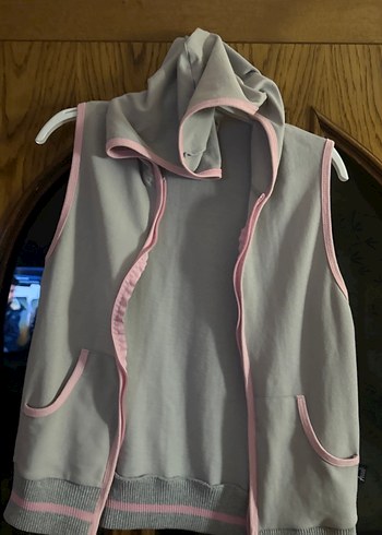 Kız Çocuk Gri Kapüşonlu Fermuarlı Yelek - Görsel 13