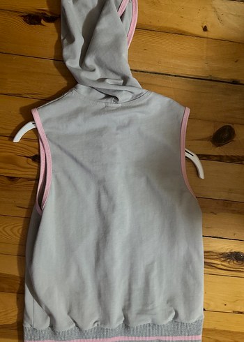 Kız Çocuk Gri Kapüşonlu Fermuarlı Yelek - Görsel 6