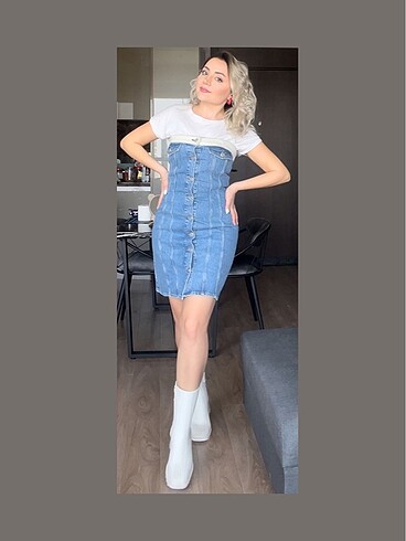 m Beden Denim elbise