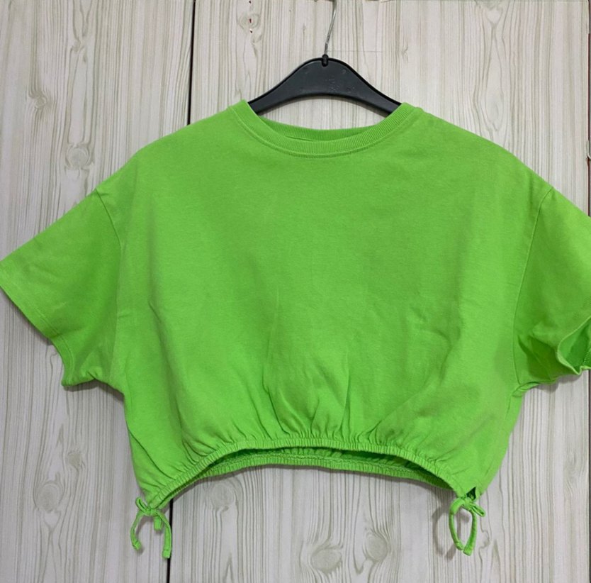 11-12 yaş zara marka Yeşil Kısa Kollu Crop Top - Görsel 2