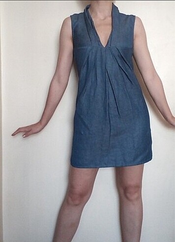 36 beden denim görünümlü elbise
