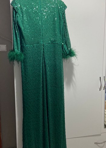 Uzun Yeşil Abiye Elbise - Görsel 6