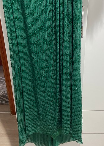 Uzun Yeşil Abiye Elbise - Görsel 2