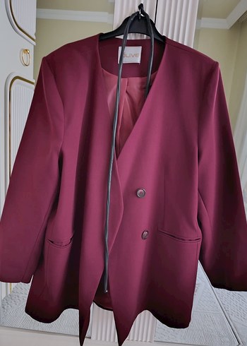 Diğer Bordo Kadın Kruvaze Blazer Ceket