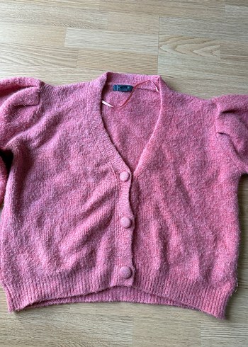 Pudra Pembe Triko Düğmeli Kadın Hırka